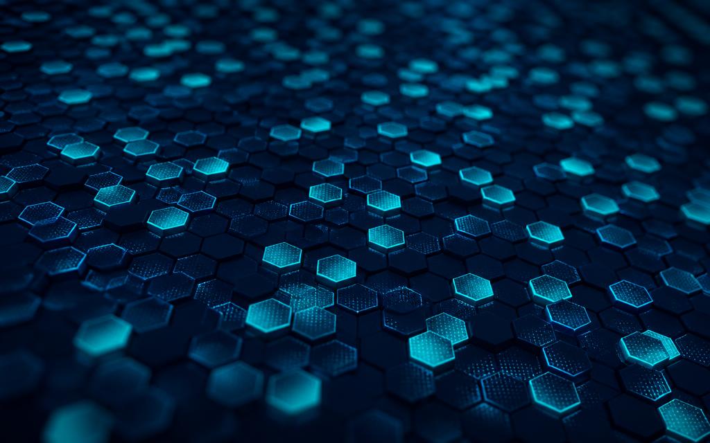 Grid of glowing hexagons representing hundreds of top level domains
